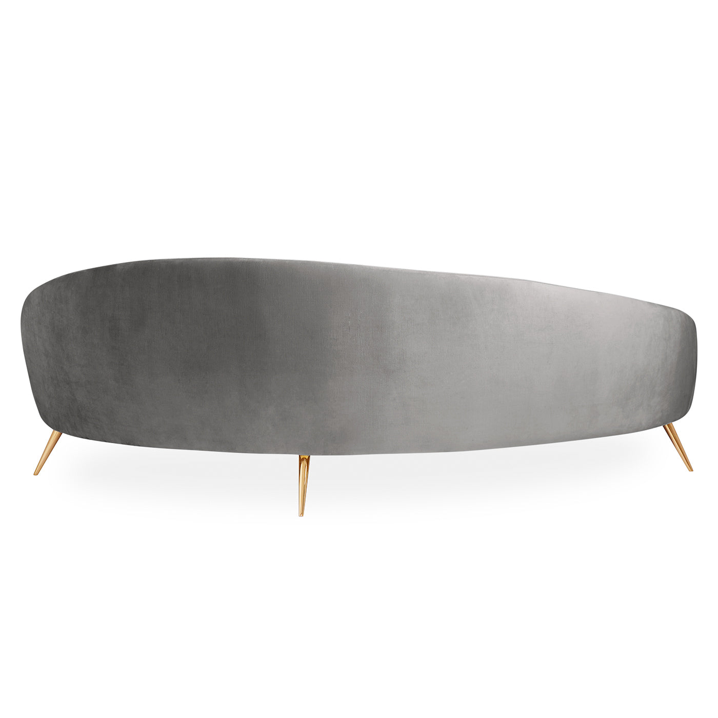 ether curved sofa bergamo graphite grey velvet brass feet - details view