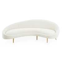 ether curved sofa olympus oatmeal boucle brass legs - front view