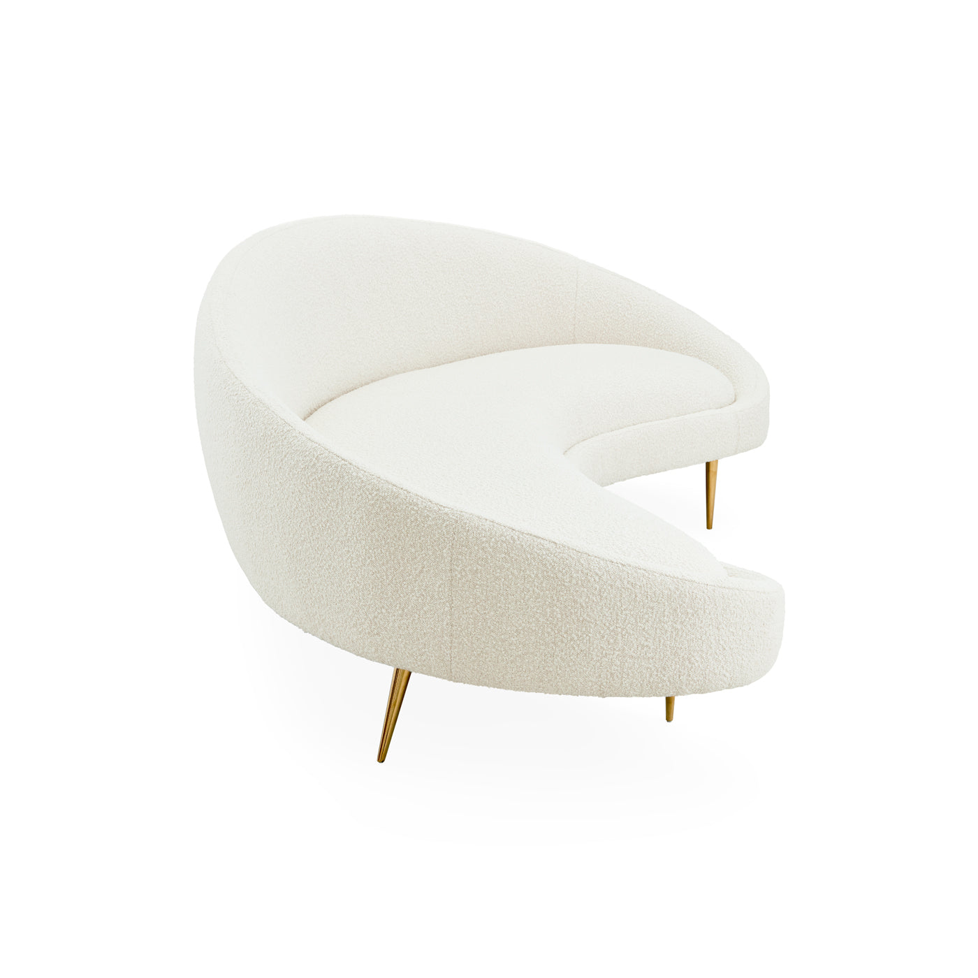 ether curved sofa olympus oatmeal boucle brass legs - side view