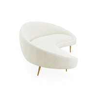 ether curved sofa olympus oatmeal boucle brass legs - side view