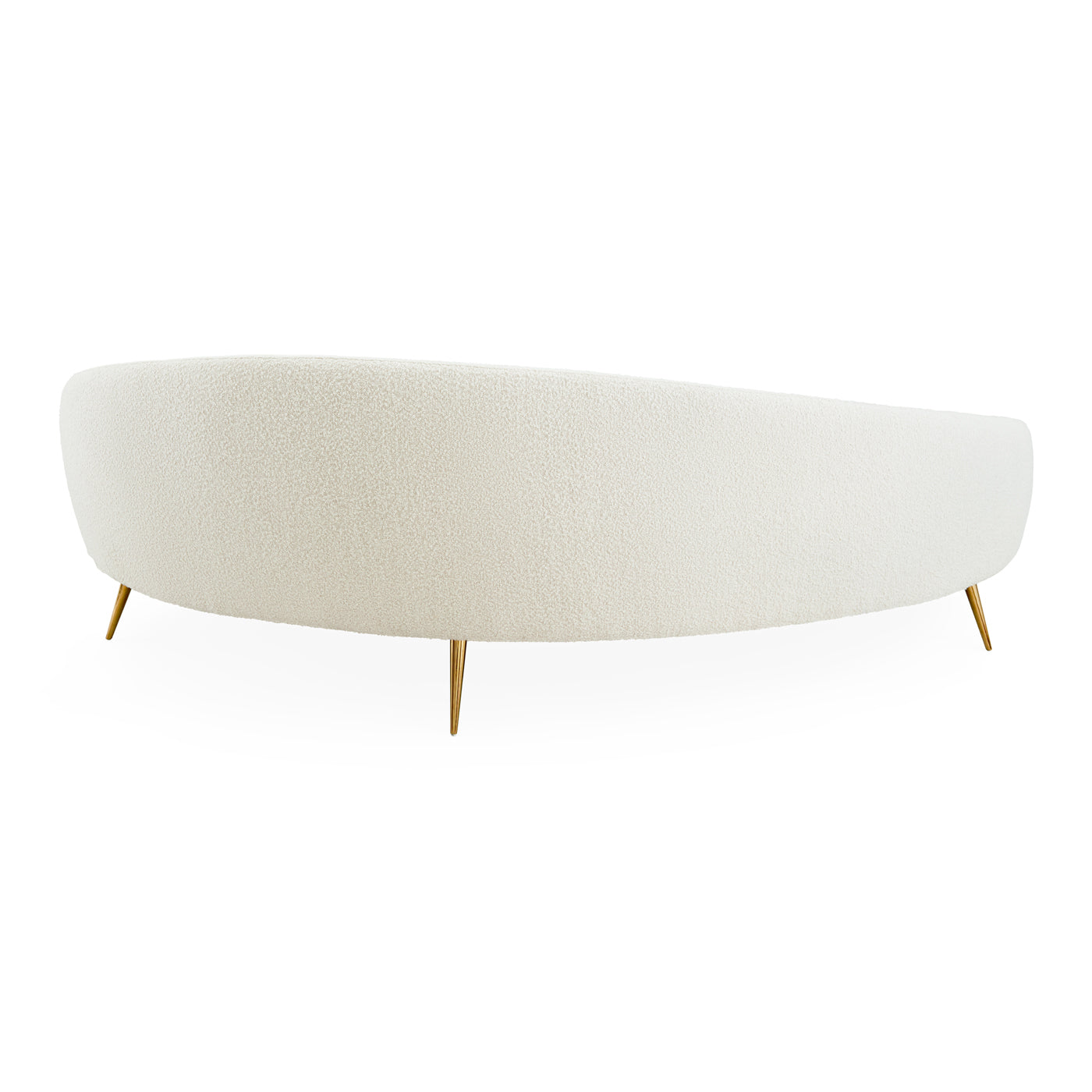 ether curved sofa olympus oatmeal boucle brass legs - back view