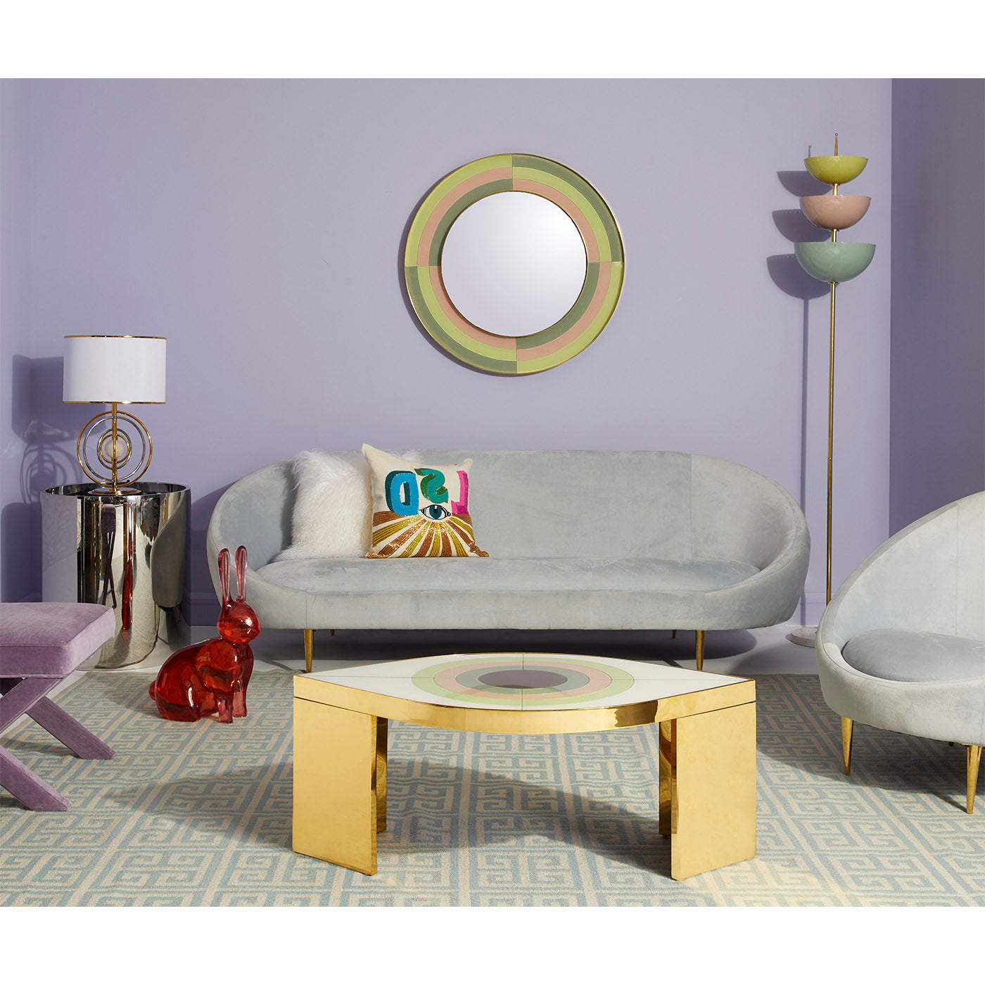 harlequin eye cocktail table ether sofa living room - styled view