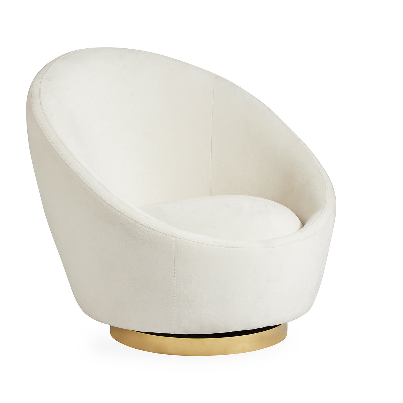 ether swivel chair bergamo snow velvet brass base - angle view