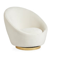 ether swivel chair bergamo snow velvet brass base - angle view