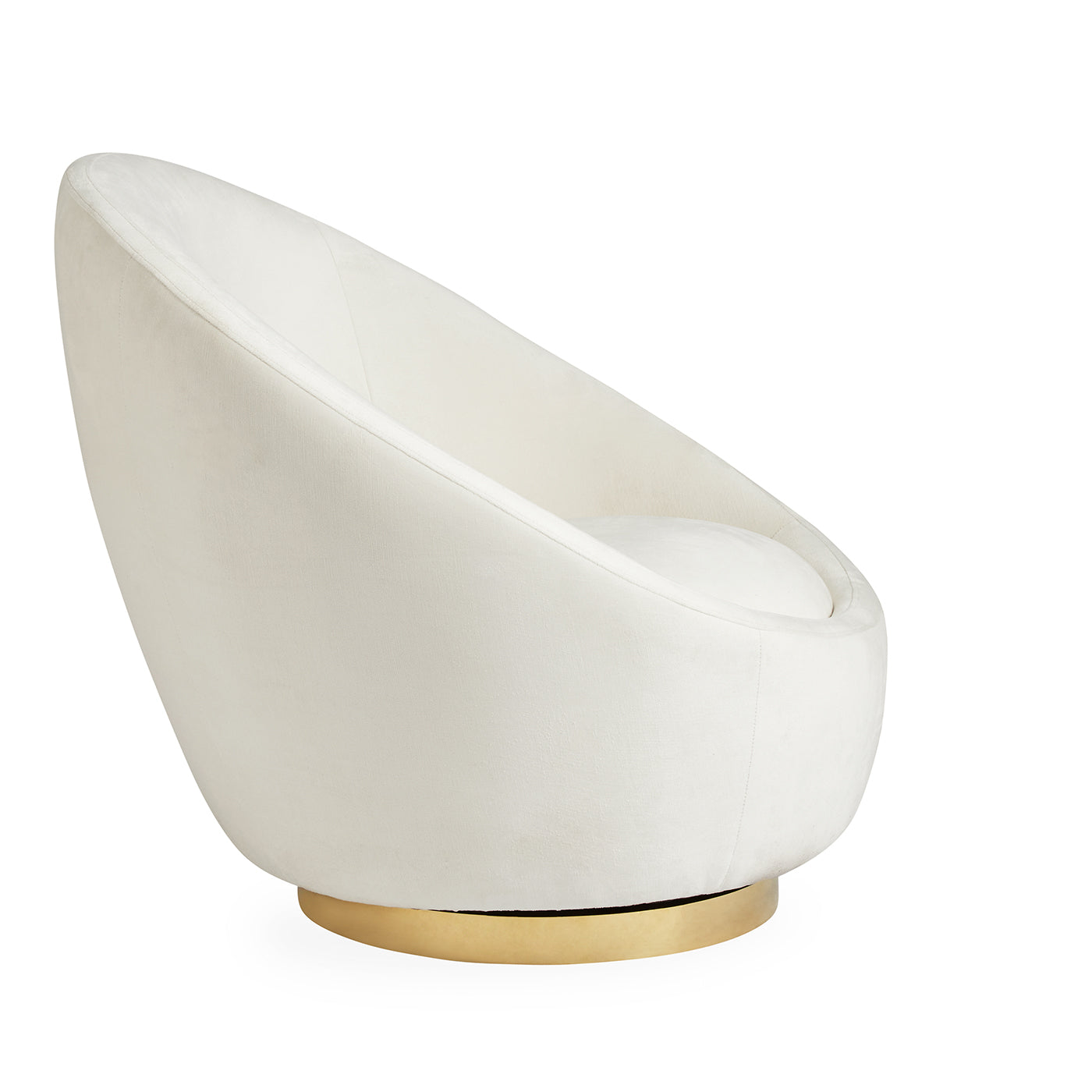 ether swivel chair bergamo snow velvet brass base - side view 1