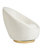 ether swivel chair bergamo snow velvet brass base - side view 1