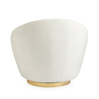 ether swivel chair bergamo snow velvet brass base - back view