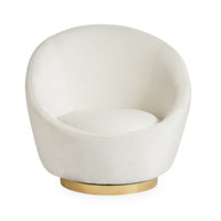 ether swivel chair bergamo snow velvet brass base - front view