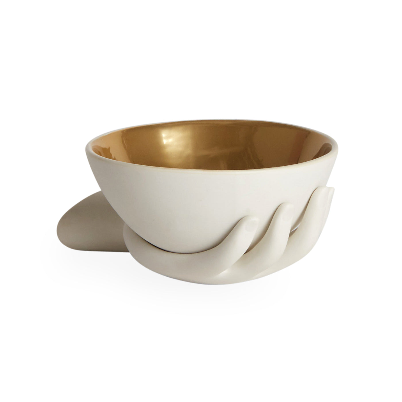 eve accent bowl porcelain white interior gold