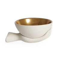 eve accent bowl porcelain white interior gold - angle view