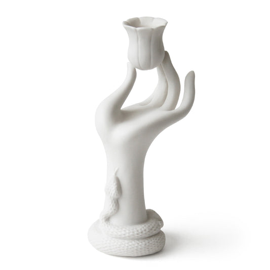 eve candle holder porcelain white - front view