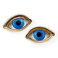 eye trinket tray set of two porcelain blue gold - front view 2
