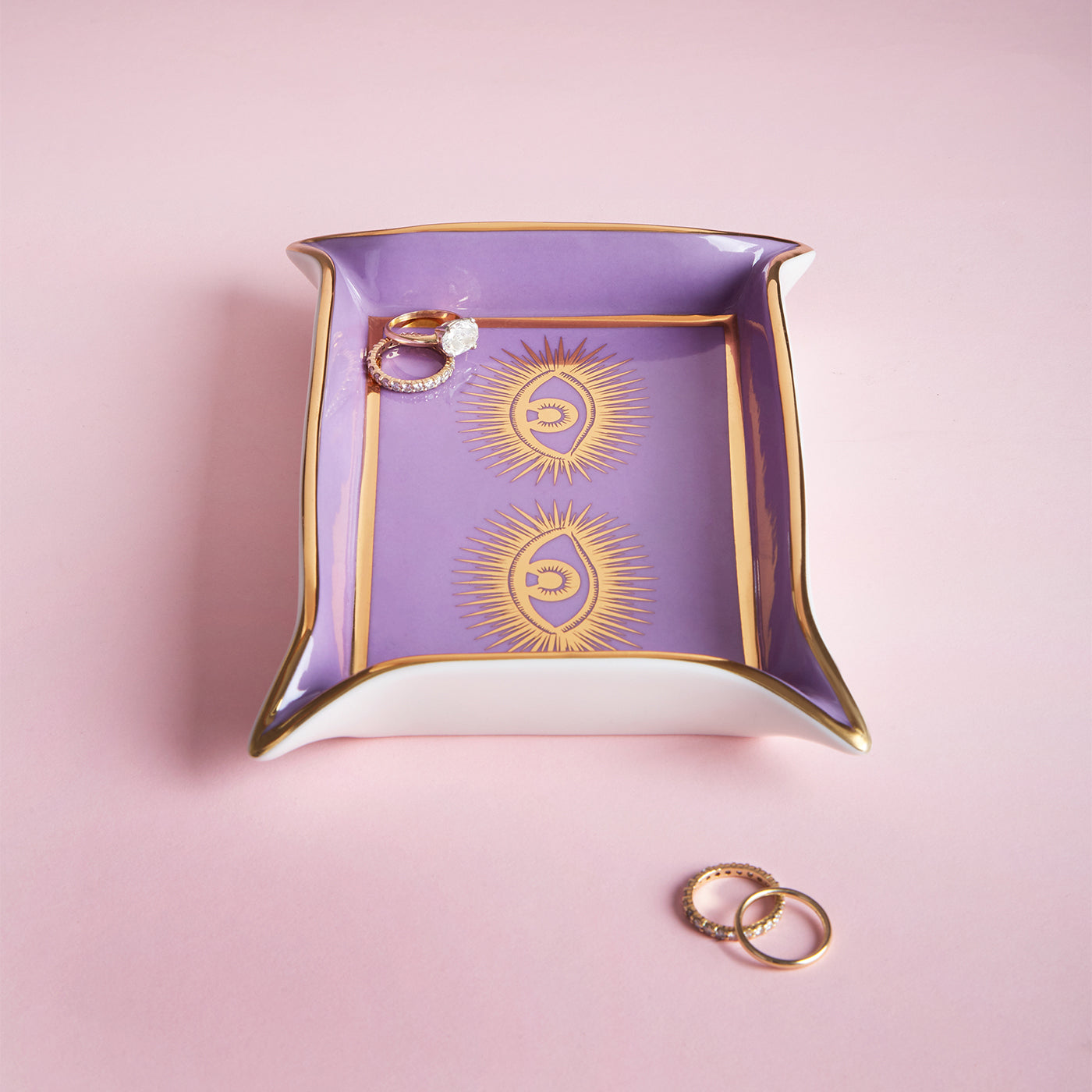 eyes valet tray with jewelry - styled view 1
