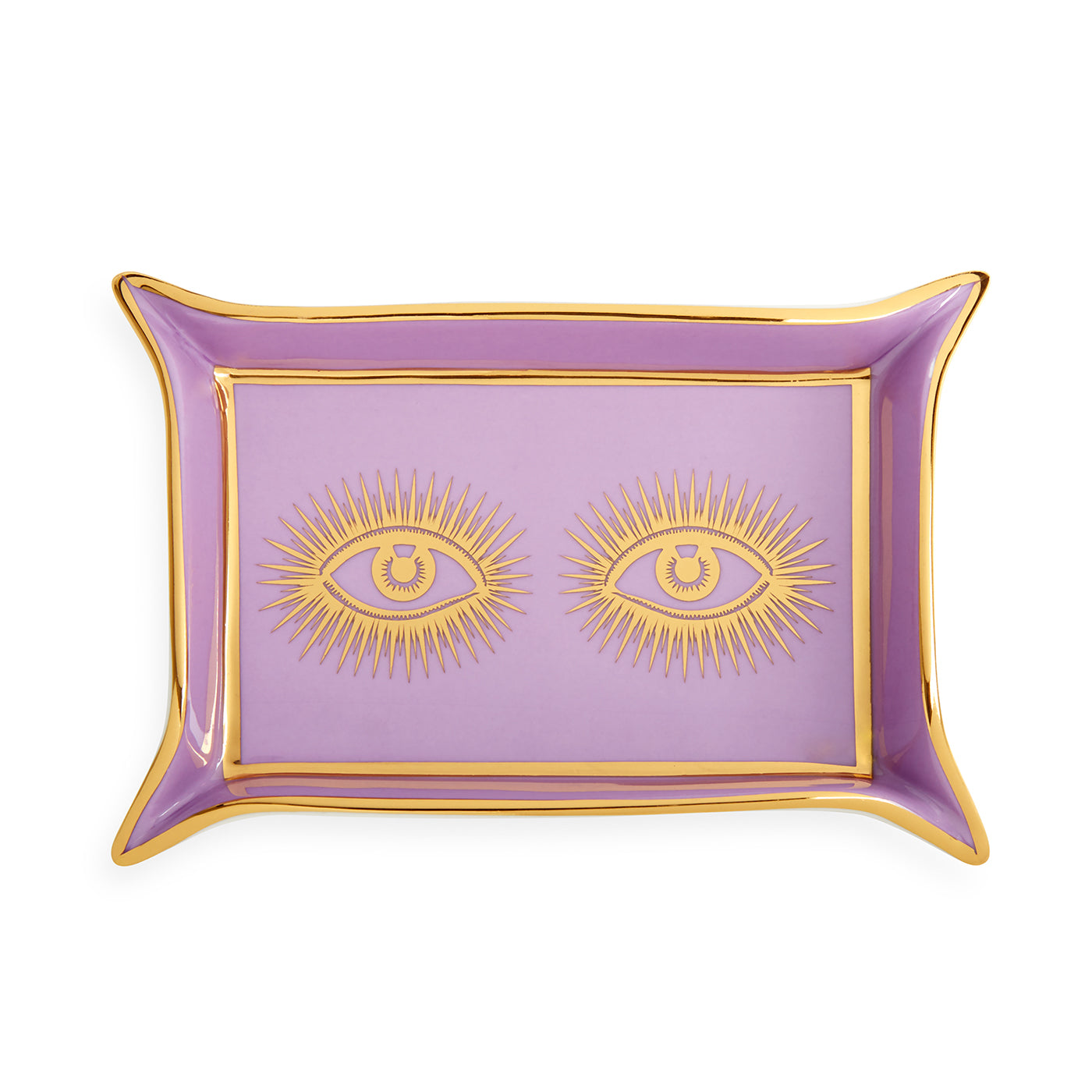 eyes valet tray porcelain purple accents gold - top view