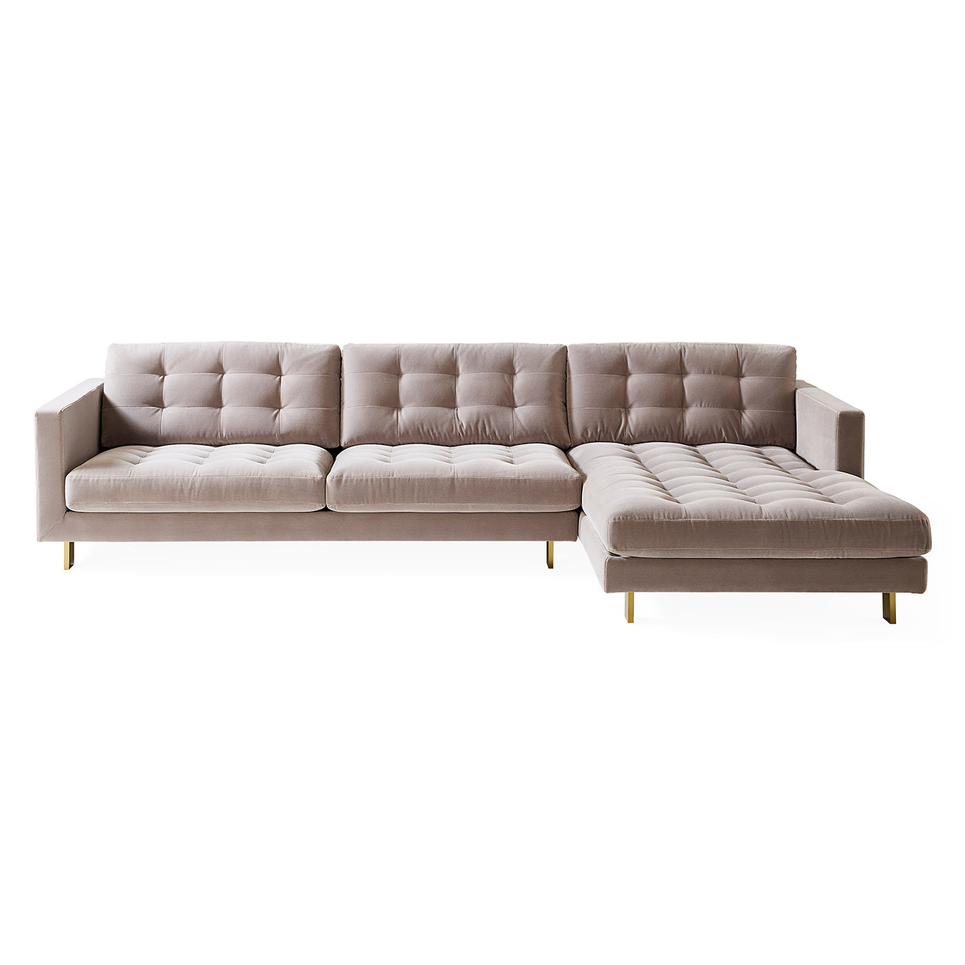 Beige sectional sofa on a white background