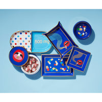 full dose rectangle tray porcelain blue multicolor accents gold - styled view