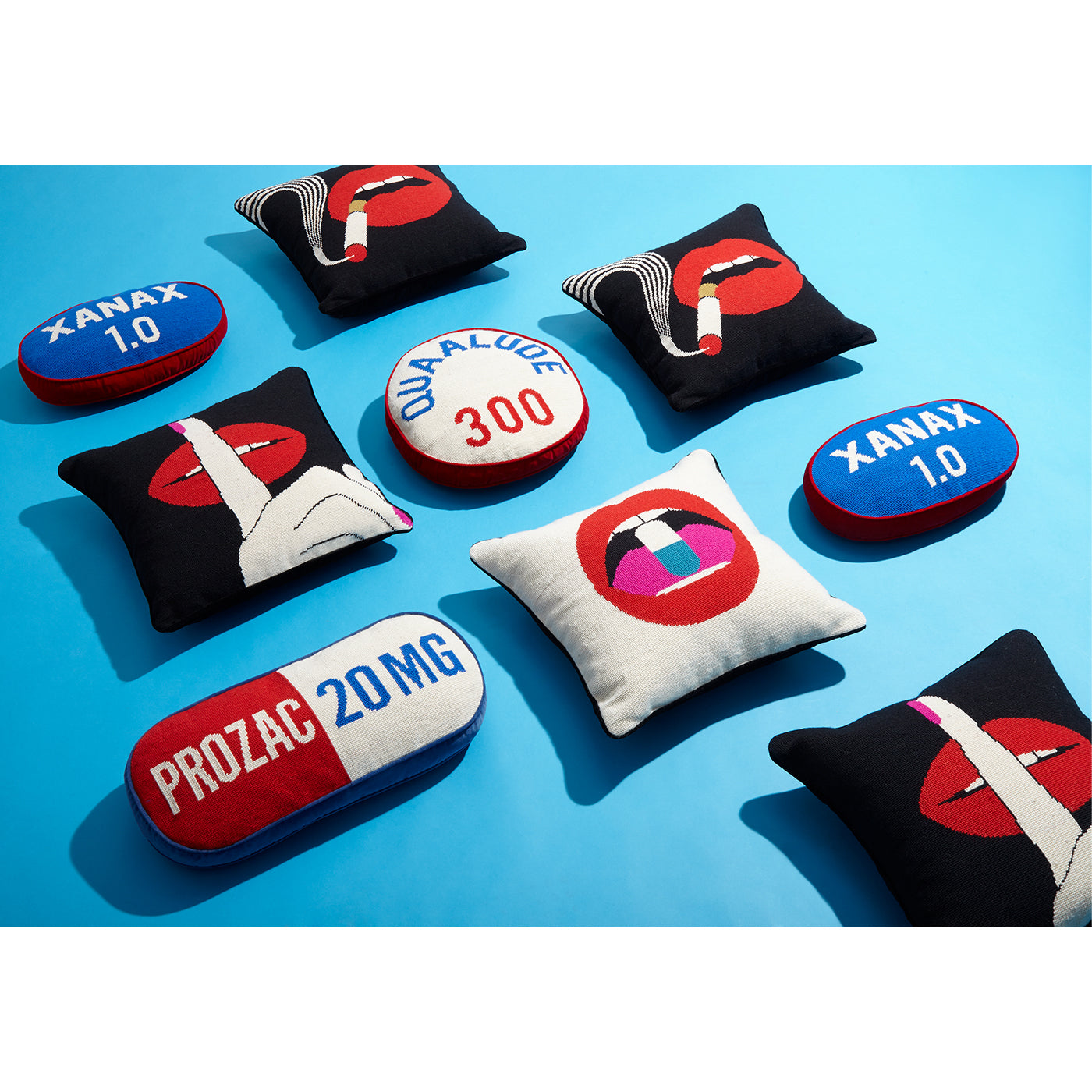 lips needlepoint pillow collection - styled view 4