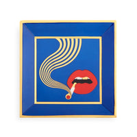 full dose square tray porcelain blue accents gold - top view