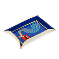 full dose valet tray porcelain blue red accents gold - angle view