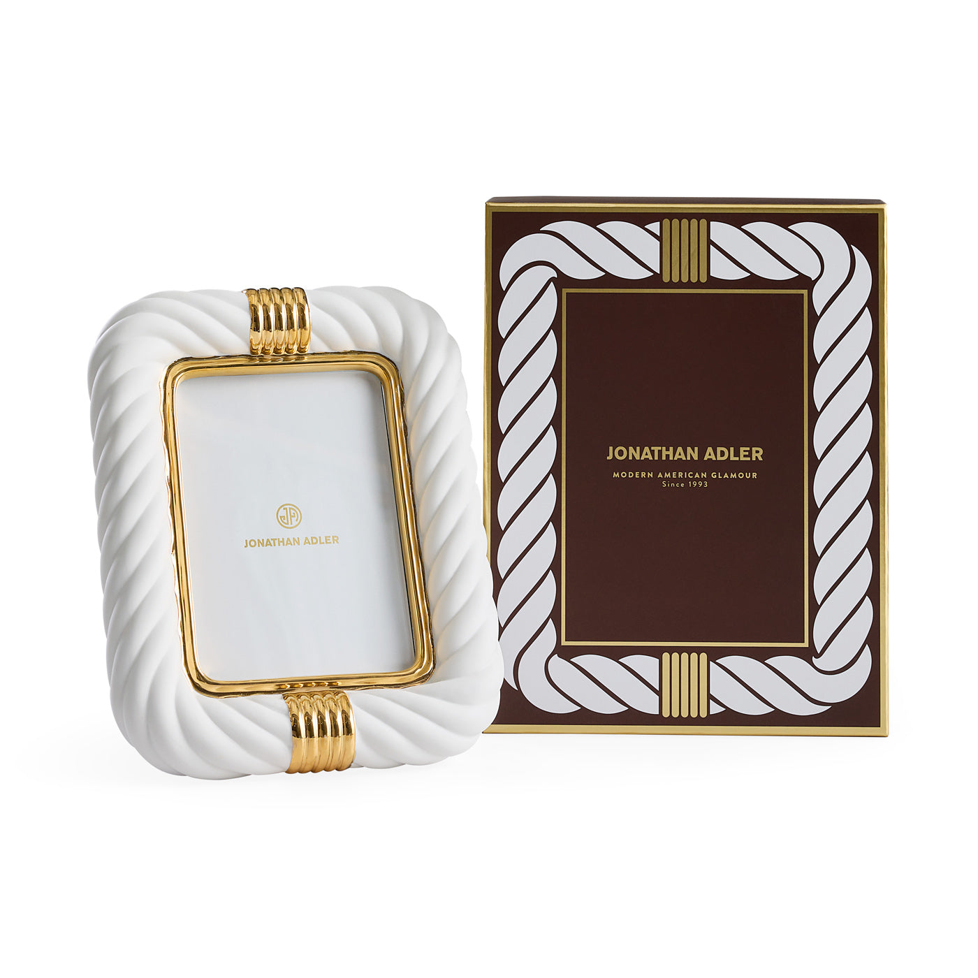 Geneva Frame in Porcelain With Gold Accents | Jonathan Adler