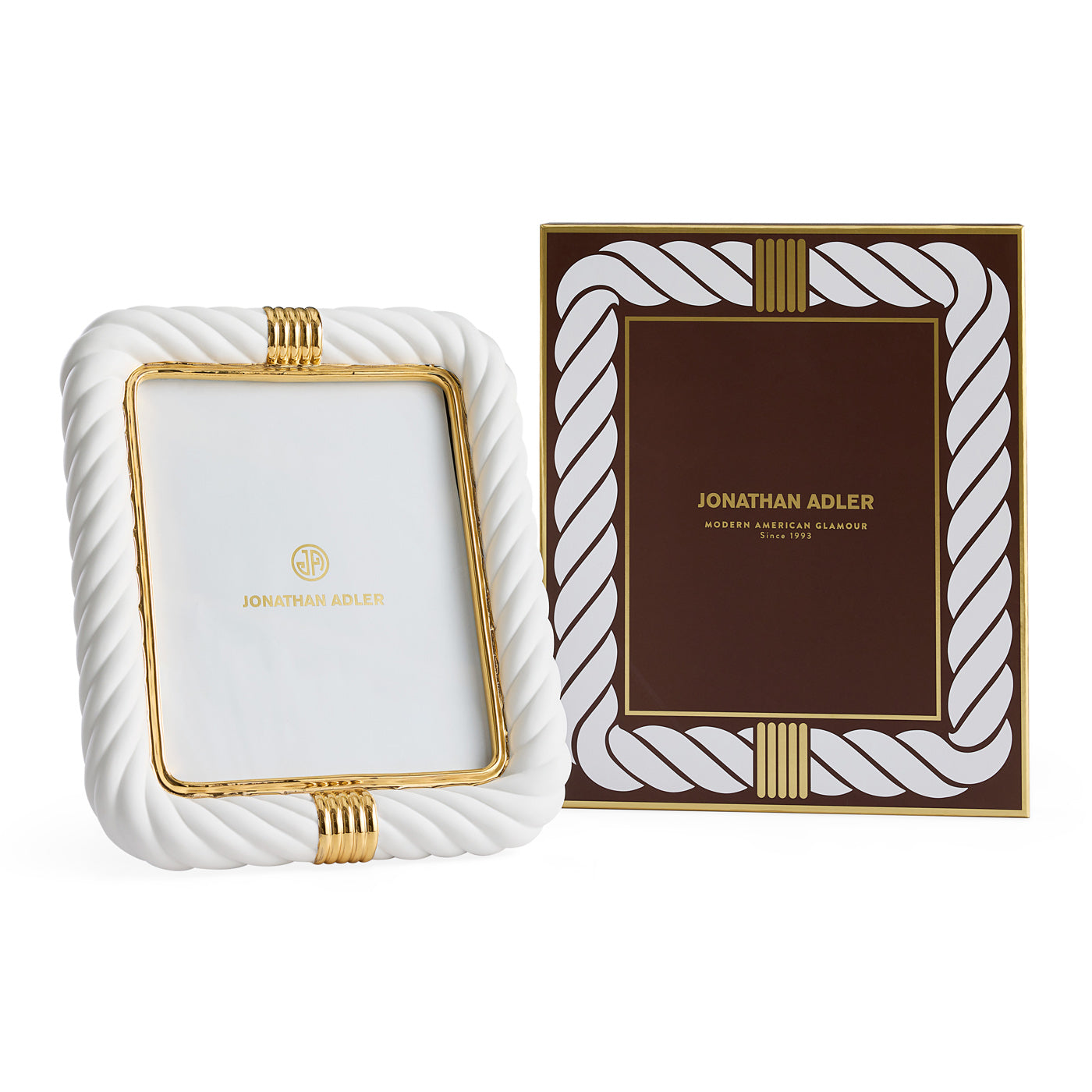 Geneva Frame in Porcelain With Gold Accents | Jonathan Adler