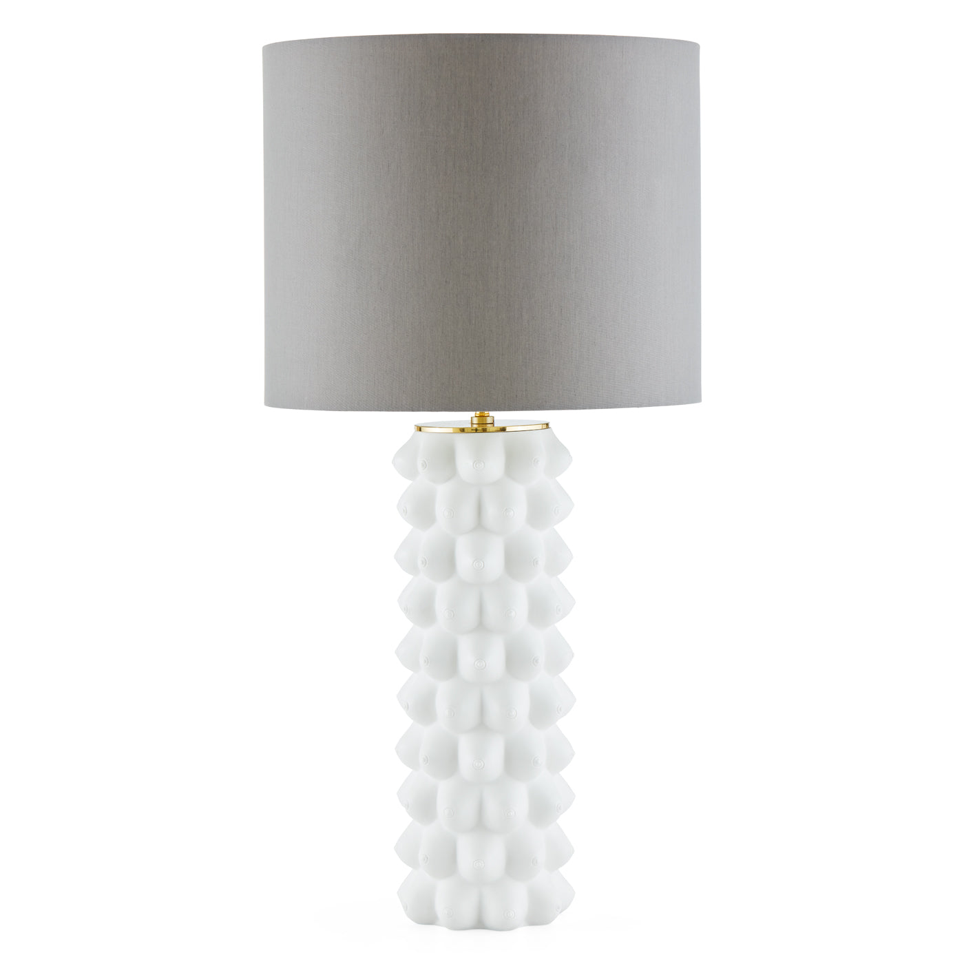georgia tall table lamp porcelain grey linen shade - front view