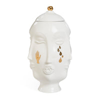 gilded frida urn porcelain white gold accents - view 4