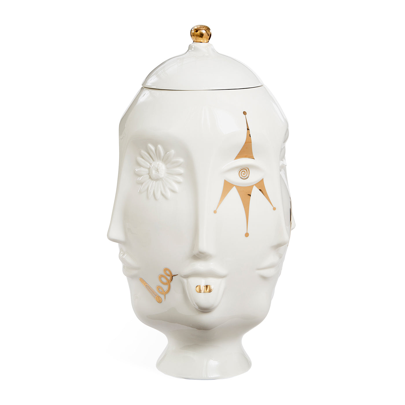gilded frida urn porcelain white gold accents - view 6