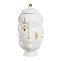 gilded frida urn porcelain white gold accents - view 7