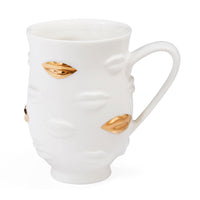 gilded gala mug porcelain white gold - front view