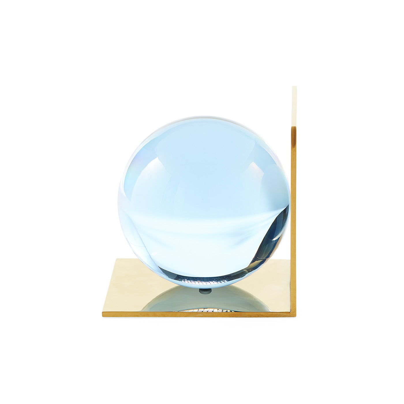 globo bookends acrylic blue base brass