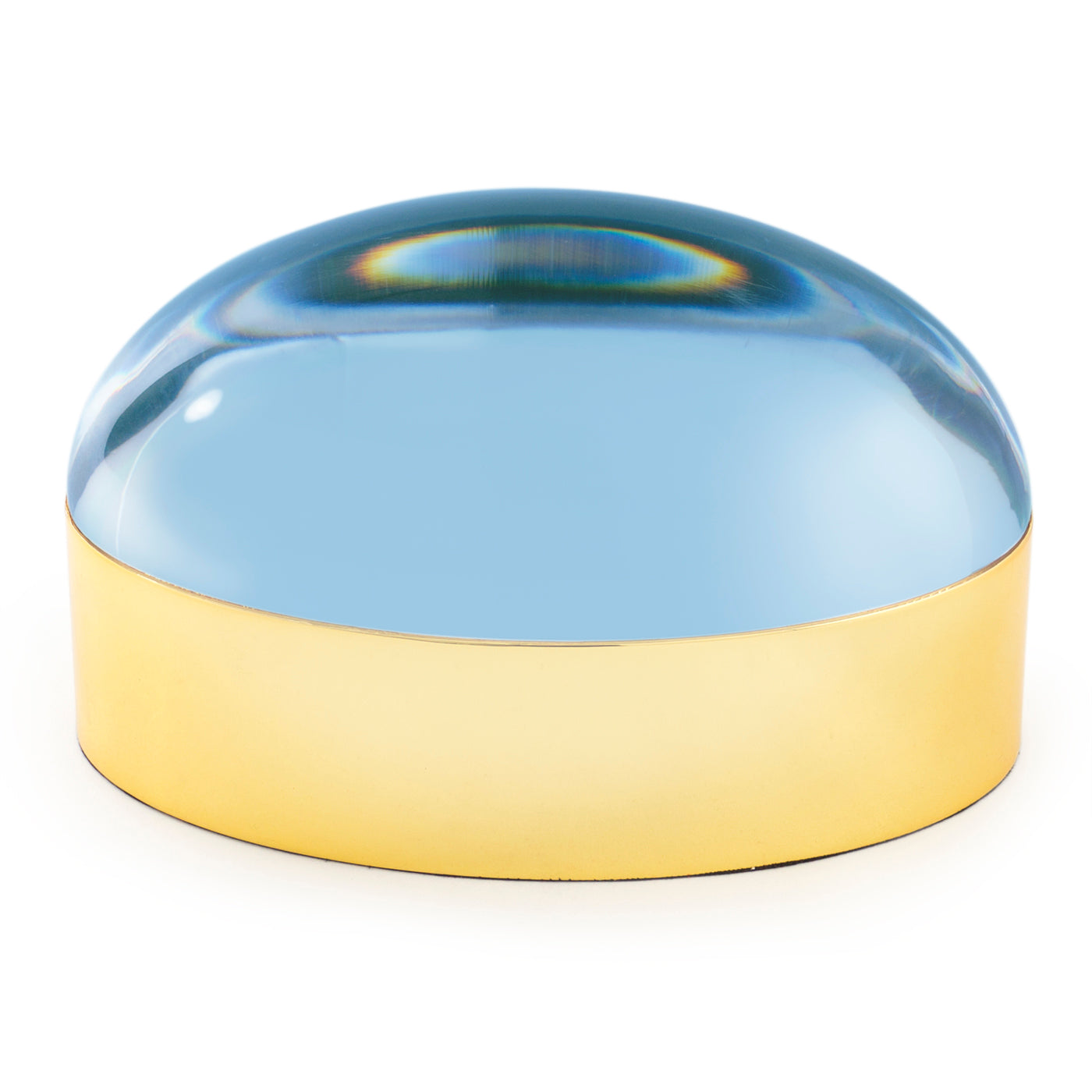 globo box large clear acrylic brass - front view