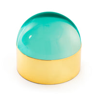 globo box medium clear acrylic brass - front view
