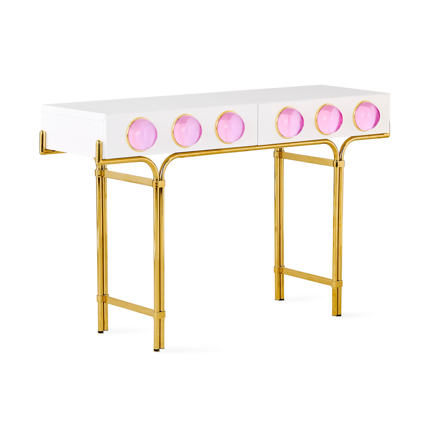 limited edition globo console acrylic pink - styled view