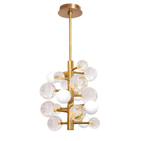 globo five-light chandelier acrylic brass