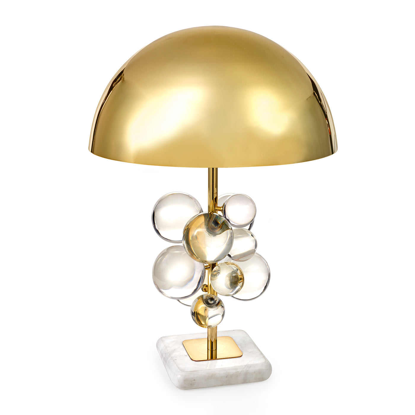 globo table lamp acrylic clear brass - angle view