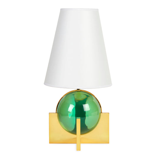 globo vanity lamp acrylic green brass - front view