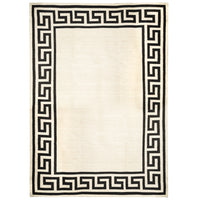 greek key border reversible peruvian flat weave rug black 8x10 - front view