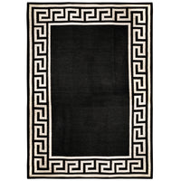 greek key border reversible peruvian flat weave rug black - back view