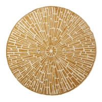 sunburst hand-knotted round rug wool gold - front view