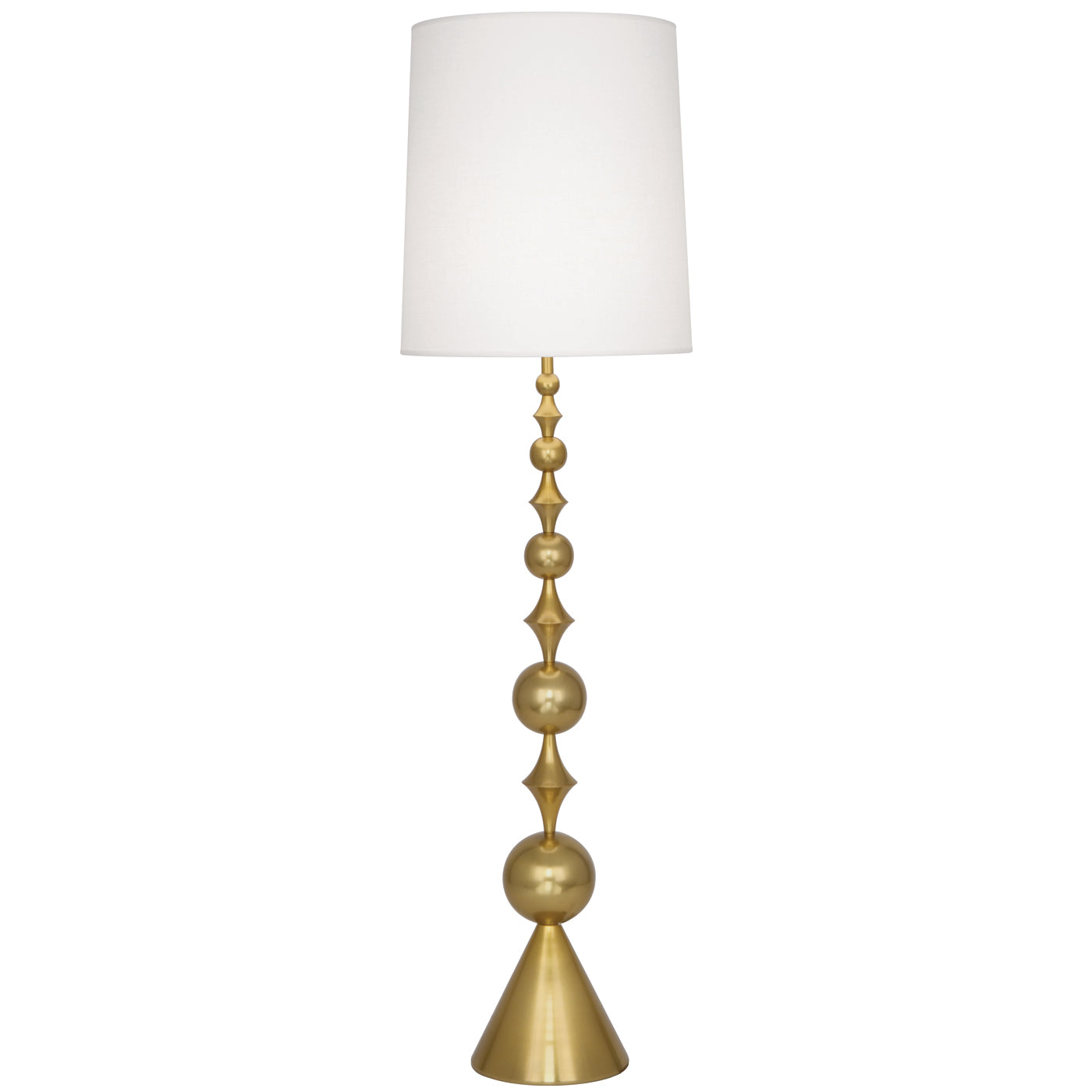 harlequin floor lamp brass shade linen - front view