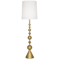 harlequin floor lamp brass shade linen - front view