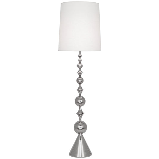 harlequin floor lamp brass shade linen - front view