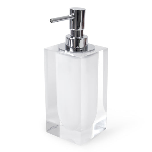 hollywood soap dispenser acrylic clear white - angle view