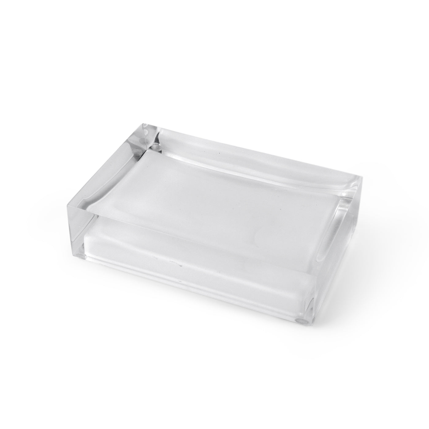 hollywood soap dish acrylic clear white - angle view