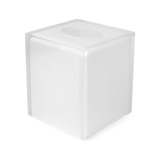 hollywood tissue box acrylic clear white - angle view
