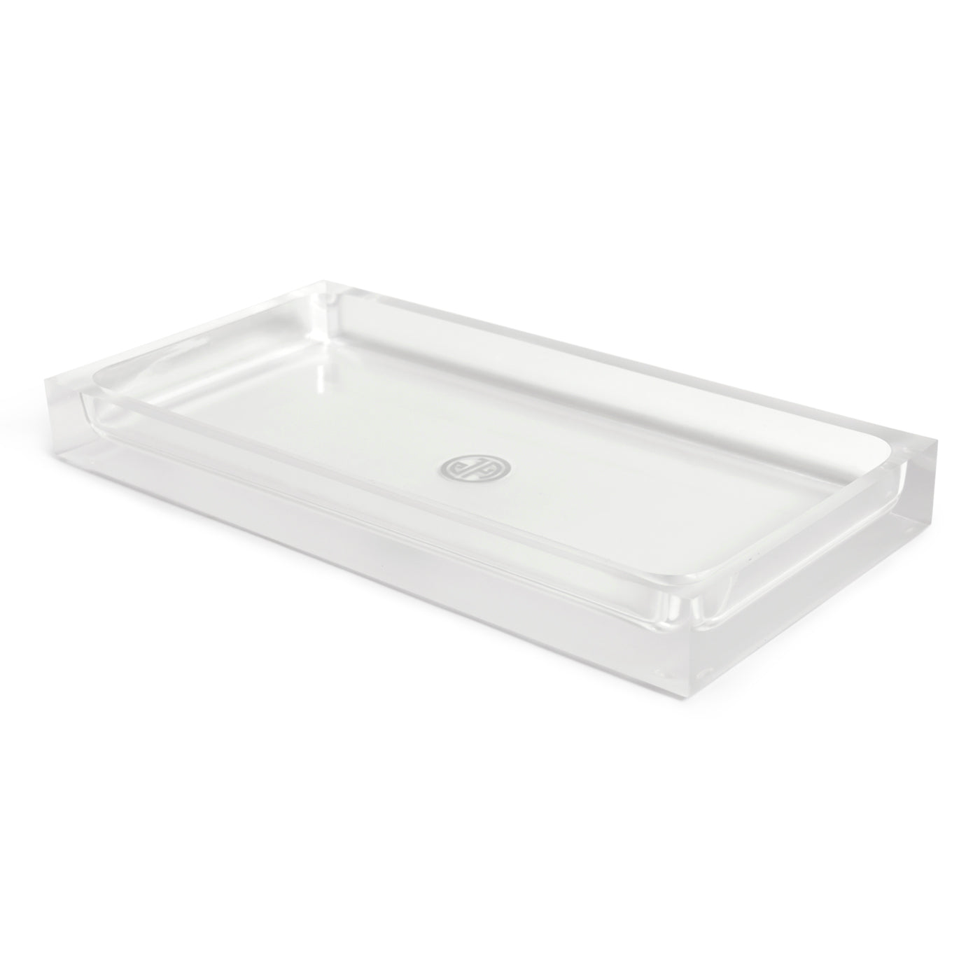 hollywood tray acrylic clear white - angle view