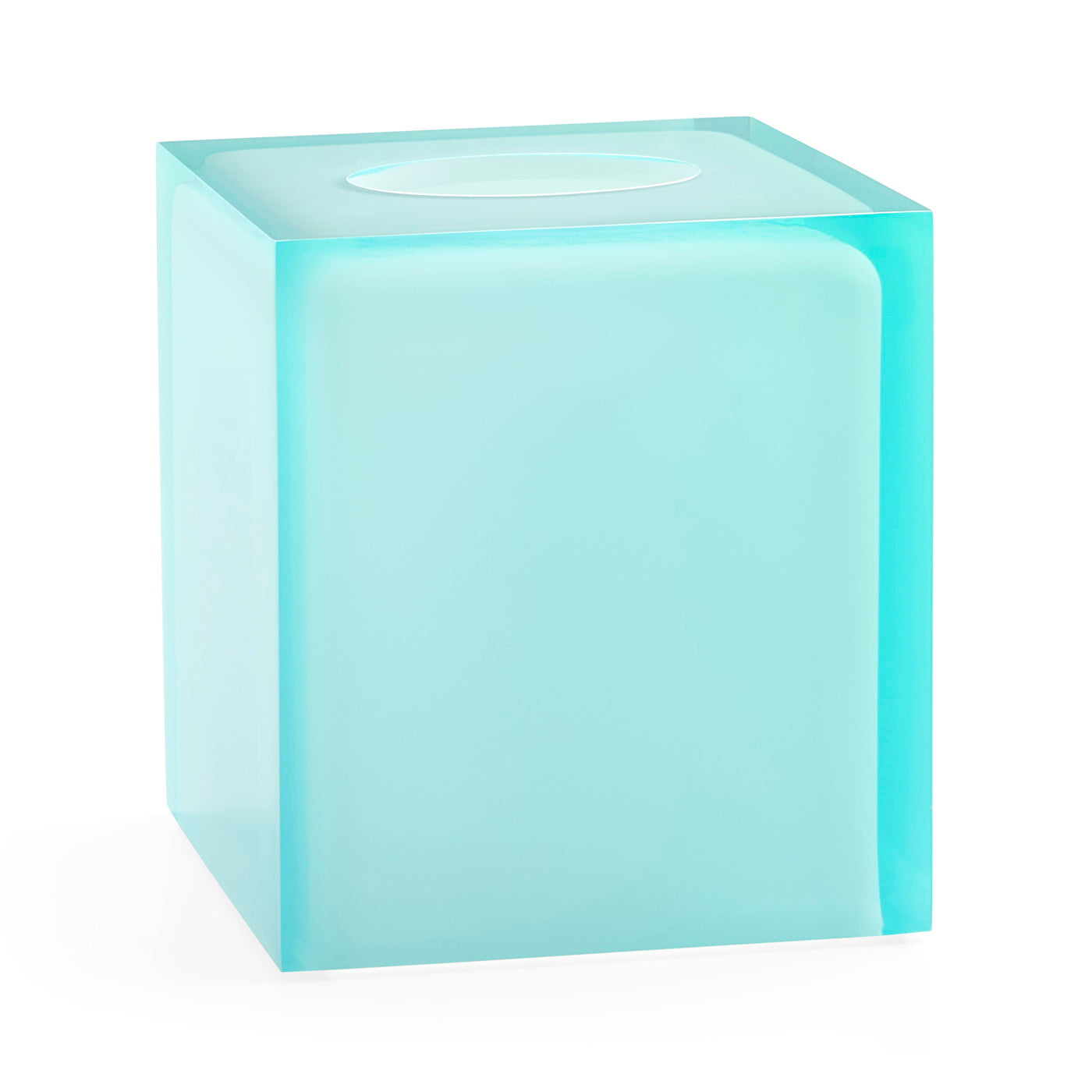 hollywood tissue box celadon acrylic - angle view