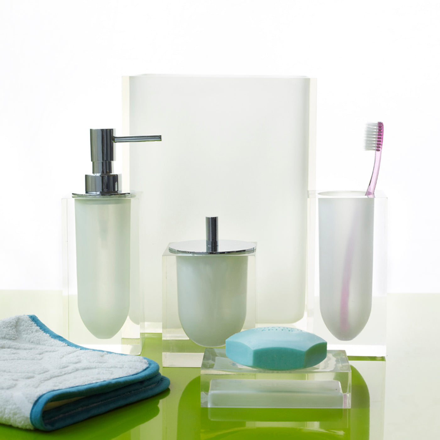 hollywood bath collection clear white - styled view 3