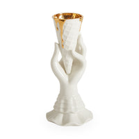 gilded i-scream vase porcelain white accent gold - front view